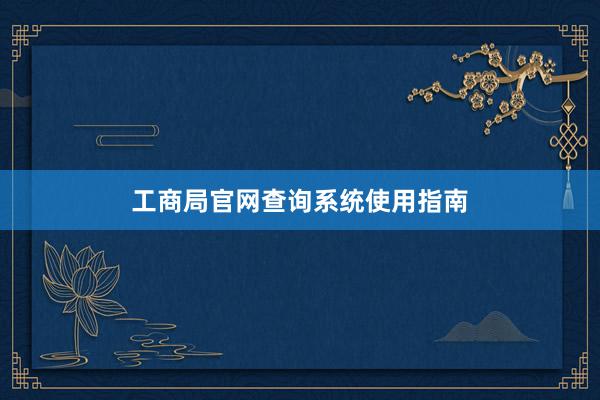 工商局官网查询系统使用指南